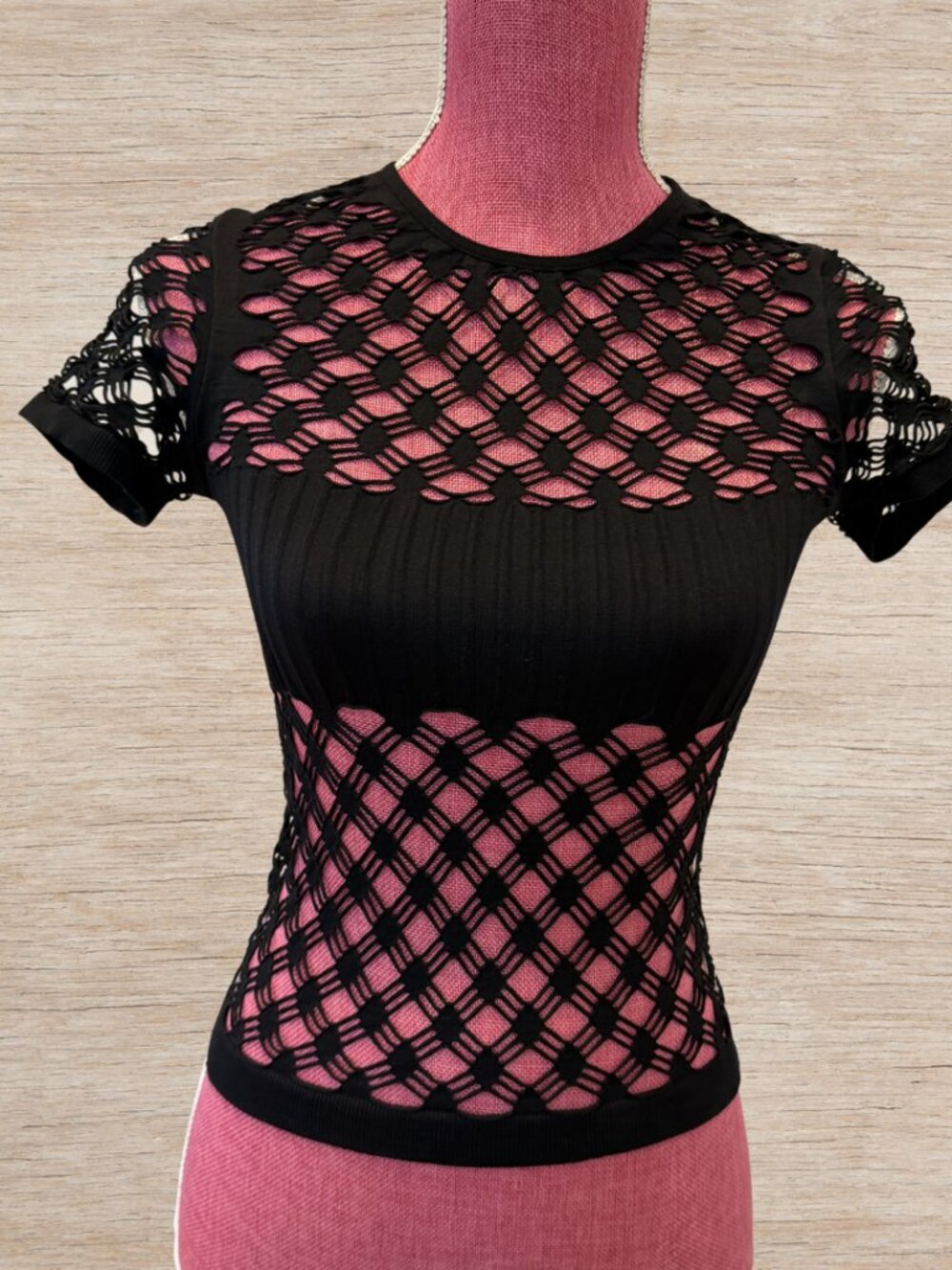 I.AM.GIA Black Mesh Going Out Party Top Short Sleeve Women’s Size S/M Grunge Y2K